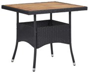 vidaXL Tuintafel poly rattan en massief acaciahout zwart