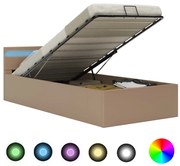 vidaXL Bedframe met opslag en LED kunstleer cappuccino 90x200 cm