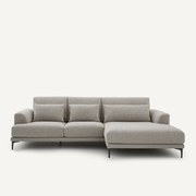 XL longchair met hoek rechts van gestructureerde viscose en linnen, MARSILE