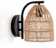 Wandlamp in metaal en rotan, Dankia