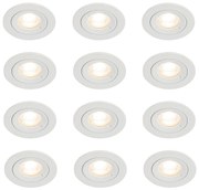 Set van 12 inbouwspots wit rond GU10 50mm IP44 - Xena Modern GU10 IP44 Binnenverlichting Lamp