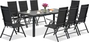 Aluminium tuinmeubelen polywood met grote tafel Verona voor 8 personen Garden Point zwart