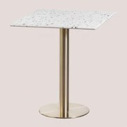 Malibu Vierkante Bartafel 60x60 Cm In Terrazzo Wit & Champagne Goud - Sklum