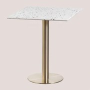 Vierkante Terrazzo Bartafel (60x60 Cm) Malibu Wit & Champagne Goud - Sklum