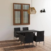 vidaXL 5-delige Tuinset poly rattan zwart