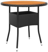 vidaXL Tuintafel Ø80x75 cm acaciahout en poly rattan zwart