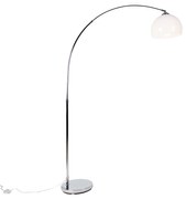 Smart booglamp chroom met witte kap incl. Wifi A60 - Arc Basic Modern, Design, Retro E27 rond Binnenverlichting Lamp