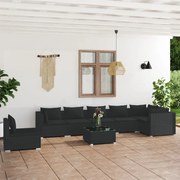 vidaXL 8-delige Loungeset met kussens poly rattan zwart