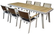 York dining tuinset 260x90xH77 cm 7-delig wit aluminium