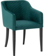 Goossens Eetkamerstoel Peda groen stof met armleuning, elegant chic