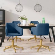 vidaXL Eetkamerstoelen draaibaar 4 st fluweel blauw