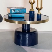 Zuiver Glam Emaille Salontafel Blauw Met Goud - 60 X 60cm.