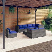 vidaXL 9-delige Loungeset met kussens poly rattan grijs