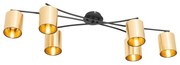 Moderne plafondlamp zwart met goud 6-lichts - Lofty Modern E14 cilinder / rond rond Binnenverlichting Lamp