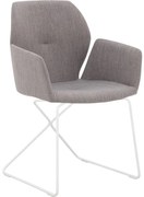 Goossens Excellent Eetkamerstoel Manzini grijs stof met armleuning, modern design