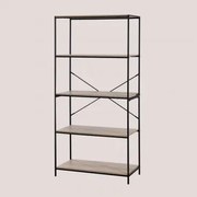 Baxter 80x170 Cm Rek In Ijzer En Hout Zwart – Natuurlijk Hout - Sklum