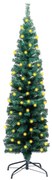 vidaXL Kunstkerstboom met LED's en standaard smal 150 cm PVC groen