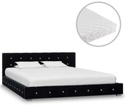 vidaXL Bed met matras fluweel zwart 140x200 cm