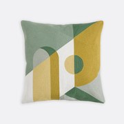 Vierkante kussenhoes, geborduurd katoen, geometrisch patroon, DYONIS