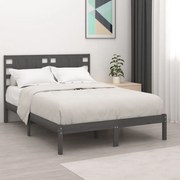 vidaXL Bedframe massief hout grijs 120x190 cm 4FT Small Double