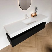 Zaro Alan badmeubel 160cm urban 2 lades met vrijhangende wastafel cloud midden 1 kraangat talc