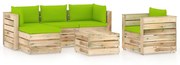 vidaXL 6-delige Loungeset met kussens groen geïmpregneerd hout