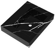 Brauer Coral wastafel marmerlook 60cm zonder kraangat nero marquina