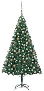 vidaXL Kunstkerstboom met LED's en kerstballen 210 cm PVC groen