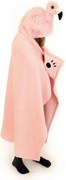 Noxxiez knuffelplaid'Flamingo'met capuchon - 130 x 100 cm