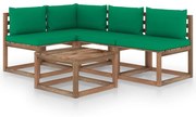 vidaXL 5-delige Loungeset met groene kussens