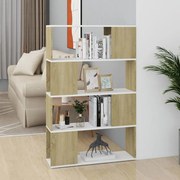 vidaXL Boekenkast/kamerscherm 80x24x124,5 cm wit sonoma eikenkleurig