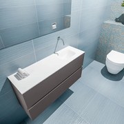 Mondiaz Ada 100cm toiletmeubel dark grey met wastafel talc rechts zonder kraangat