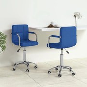 vidaXL Eetkamerstoelen draaibaar 2 st stof blauw