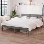 vidaXL Bedframe massief grenenhout grijs 135x190 cm UK Double