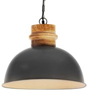 vidaXL Hanglamp industrieel rond E27 42 cm massief mangohout grijs