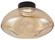 Design plafondlamp zwart met amber glas - Gemma