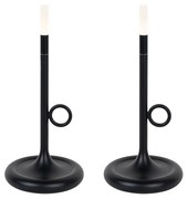 LED Set van 2 buiten tafellampen zwart met dimmer oplaadbaar - Sjarel Design IP44 Buitenverlichting Lamp