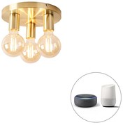 Smart plafondlamp met dimmer goud rond incl. 3 Wifi G95 - Facil Design, Modern E27 Binnenverlichting Lamp