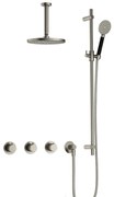 Hotbath Cobber IBS70 inbouwdouche met ronde handdouche, 15cm plafondbuis en glijstang geborsteld nikkel