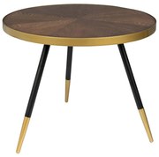 Ronde Salontafel Walnoot En Goud - 61 X 61cm.