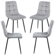 Set 4 Stoelen Stuhl Fluweel