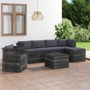 vidaXL 7-delige Loungeset met kussens pallet massief grenenhout