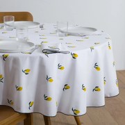Rond tafelkleed met opdruk, katoen, LEMON