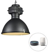 Smart industriële hanglamp met dimmer zwart 53 cm incl. A60 Wifi - Sicko Industriele / Industrie / Industrial E27 rond Binnenverlichting Lamp