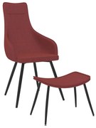 vidaXL Fauteuil met voetenbank stof wijnrood