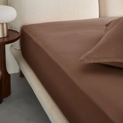 Hoeslaken in gewassen perkal, omslag 30 cm, Sabbal