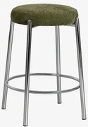 Zantria Hoge Gestoffeerde Kruk En Ijzer ↑65 Cm & Chenille Saliegroen - Sklum