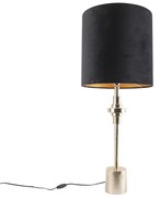 Art Deco tafellamp goud met velours zwarte kap 40 cm - Diverso Art Deco E27 cilinder / rond Binnenverlichting Lamp