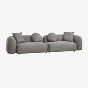 2-delige Modulaire Bank In Coco Chenille Granietgrijs Dik Chenille - Sklum