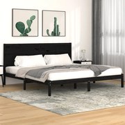 vidaXL Bedframe massief grenenhout zwart 200x200 cm